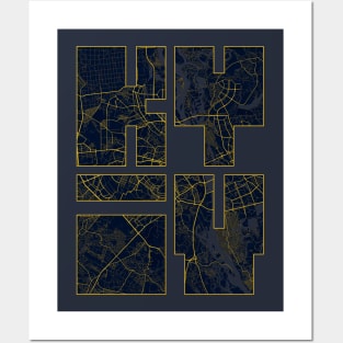 Kyiv, Ukraine City Map Typography - Gold Art Deco Posters and Art